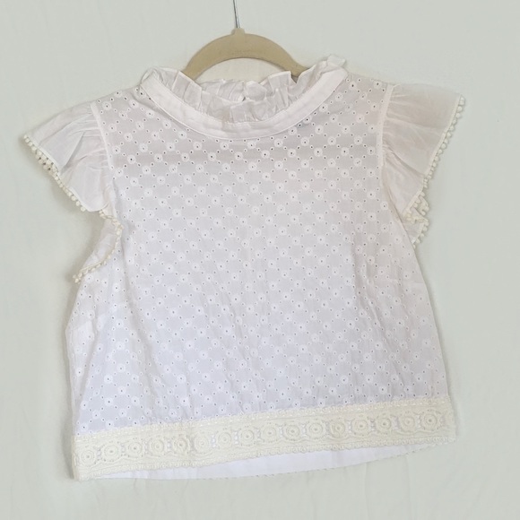 White Lettuce Trim Top - Picture 2 of 4